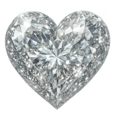 realistic digital art of a heart with a sparkling diamond effect, no background sticker