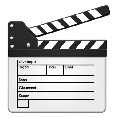 diagonal view of clapperboard outline, ultra simple black outlines only sticker