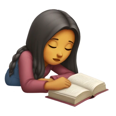 sleepy girl with a book sticker