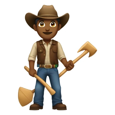 A brown man with a hoe and cowboy hat sticker