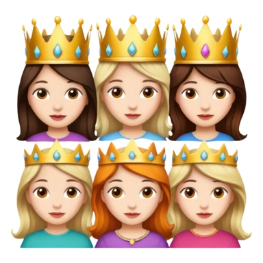 Groups of 6 girl besties with crowns sticker