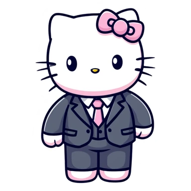 Hello Kitty in business attire working sticker