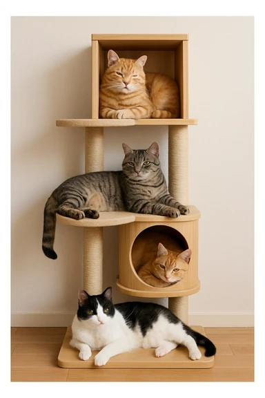 cats relaxing in a vertical playhouse sticker