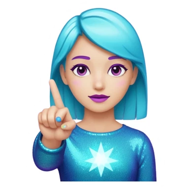 Glitter Roxo e Ciano Dedo apontando pro lado sticker