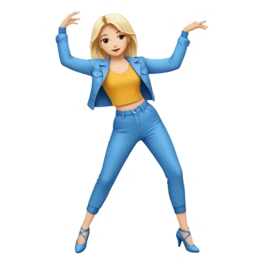 full body emoji of a fashionable blonde woman in a dynamic dance pose sticker