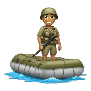 Tan military guy on a raft in a river sticker