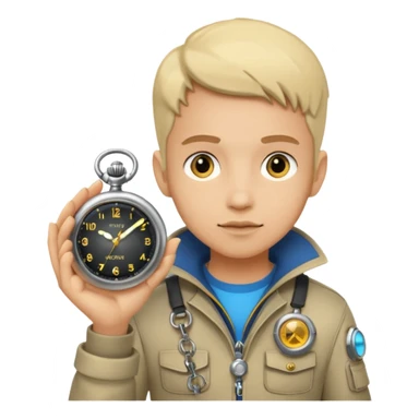 future Explorer with futuristic pocket watch sticker