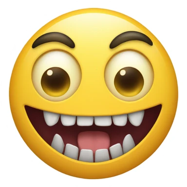 Yellow circle with its mouth open very big with sharp teeth and very small eyeballs sticker