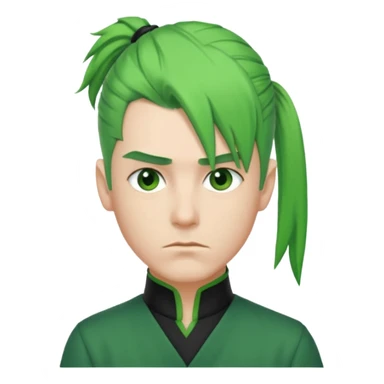Man with Green Ponytail – green tied hair, calm serious face. sticker