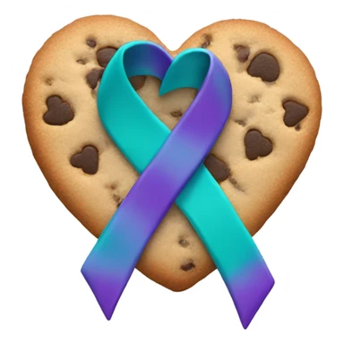 Purple teal Suicide awareness ribbon, cookie heart sticker