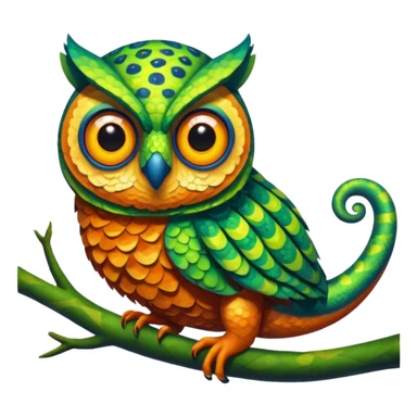 Fusion of owl and chameleon sticker