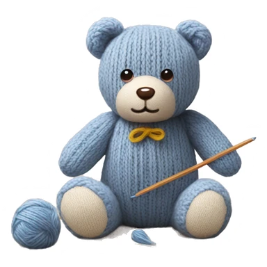 a teddy bear with knitting in progress next to it sticker