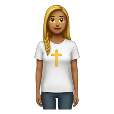Woman with a cross t-shirt sticker