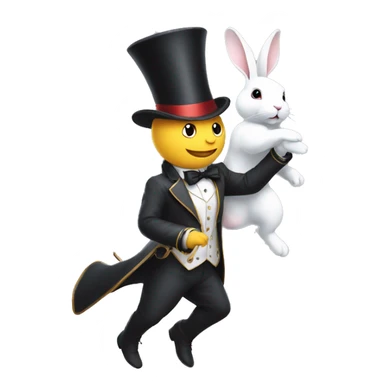 magician pulling a white rabbit out of a tophat sticker