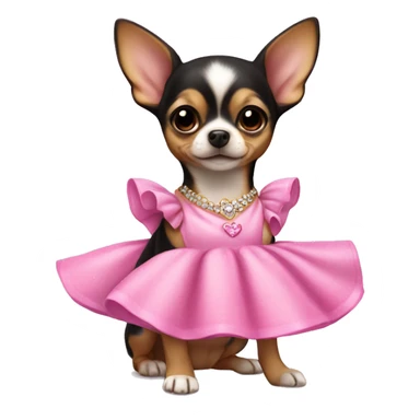 black & tan chihuahua puppy wearing a pink princess dress sticker