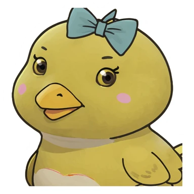 yellow chick cute with a bow sticker