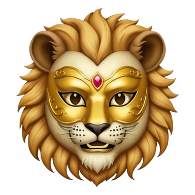a man, with a vest,  wear half-face golden Lion masquerade mask sticker