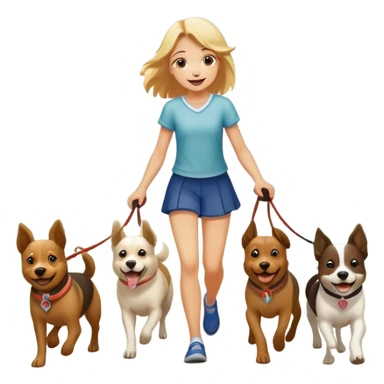A girl leads three dogs sticker