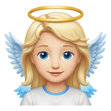angel emoji blonde hair, blue eyes and smiling sticker