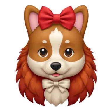 very red haired dog with a bow on hair sticker