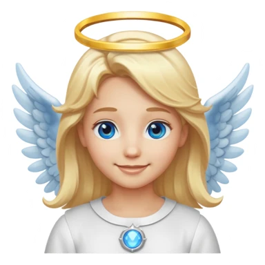 angel emoji blonde hair, blue eyes and smiling sticker