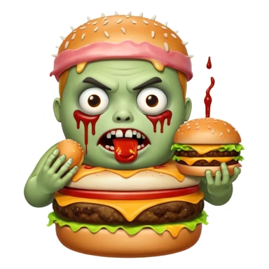 Fat zombie eating burger sticker