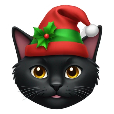 black cat wearing christmashat sticker