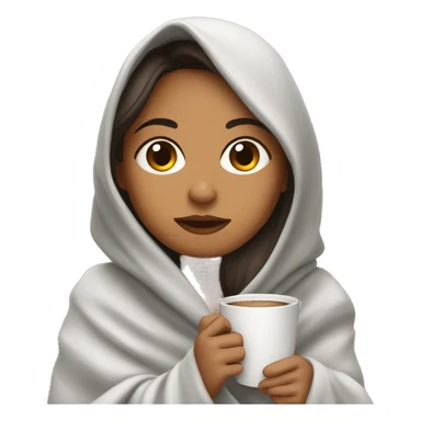 latina girl wrapped in blanket drinking coffee sticker