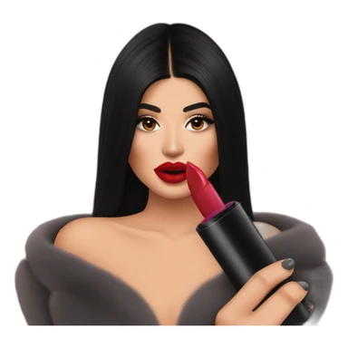Kylie Jenner holding her lipstick lips sticker