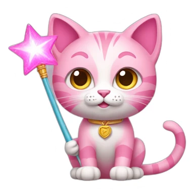 Pink Cat with a Magic Wand sticker