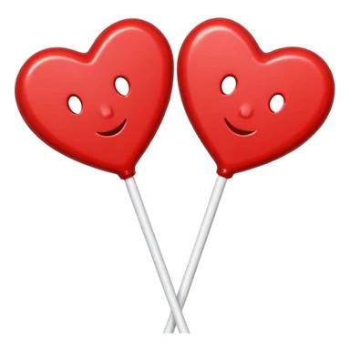 2 Christmas red heart-shaped lollipops with white "S" logo sticker