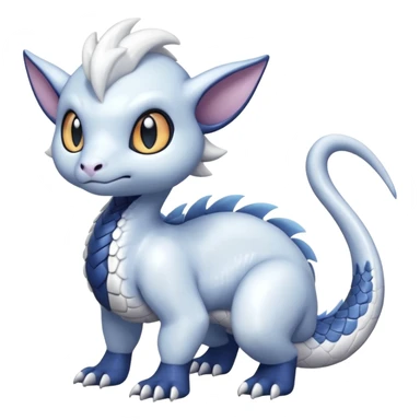 White glossy soft silky furry iridesent Absol-Shinx-Snake-fusion-hybrid, full body sticker