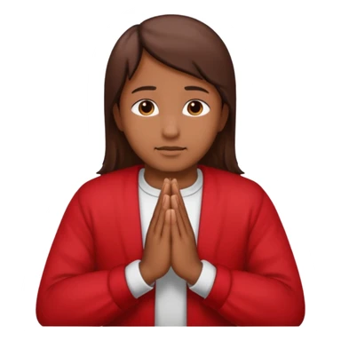 Brown praying hands emoji but with red sleeves instead of blue   sticker