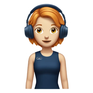 Ginger girl wearing navy blue headphones sticker