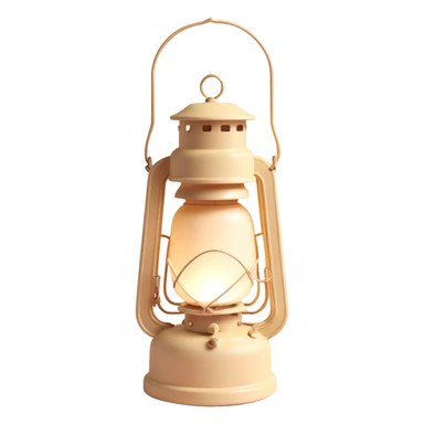 aesthetic camping lantern, pastel beige, modern and cozy, 3D style sticker