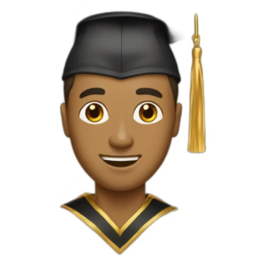 tan guy with graduation cap with gold tassel sticker