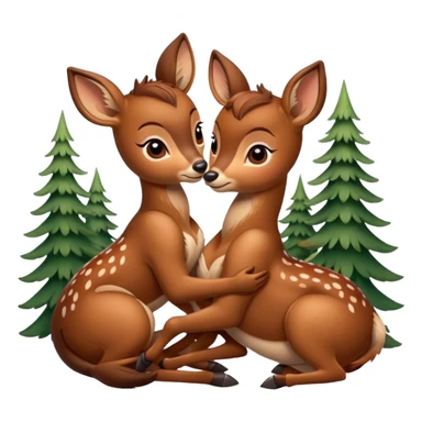 two Bambi deer hugging sticker