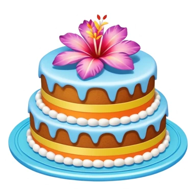 Cake with hawaiana flowers sticker