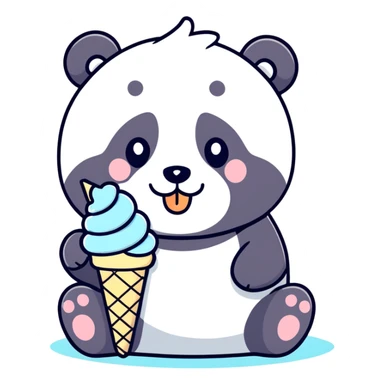 Panda eatingeeee ice cream sticker