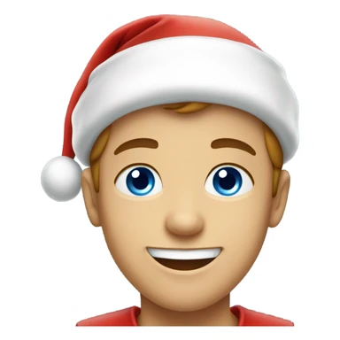 happy boy in santa hat with blue eyes sticker