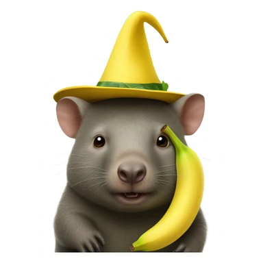 wombat with banana hat sticker