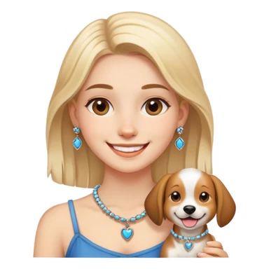smiling girl with dog jewelry sticker