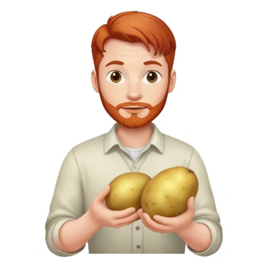 Redhead man holding a potato sticker