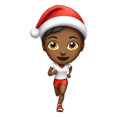 Runner girl with a Santa hat sticker