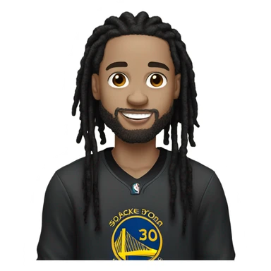 very light skin with freckles guy almost pale with 2 strand black dreads yelling with a steph curry jersey on with dread that are long to his shoulders and a black long sleeve shirt under sticker