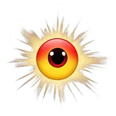 red eye that looks like a sun with golden rays sticker