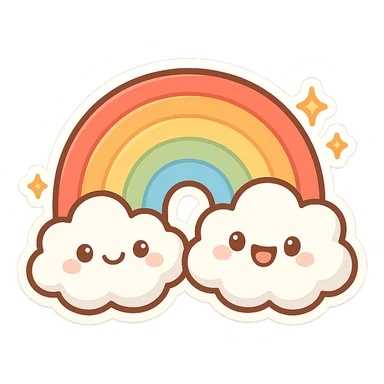 chibi sticker-style rainbow, cute and exaggerated sticker