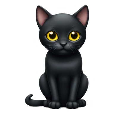 cute black cat with yellow big eyes sitting sticker