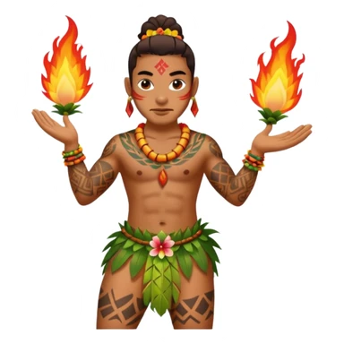 hawaiian fire dancer with tattoos sticker