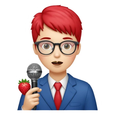 strawberry front the mic with glasses  sticker